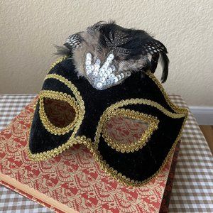 Masquerade Black Feather Sequin Decorative Mask Mysterious Mask Party Theater